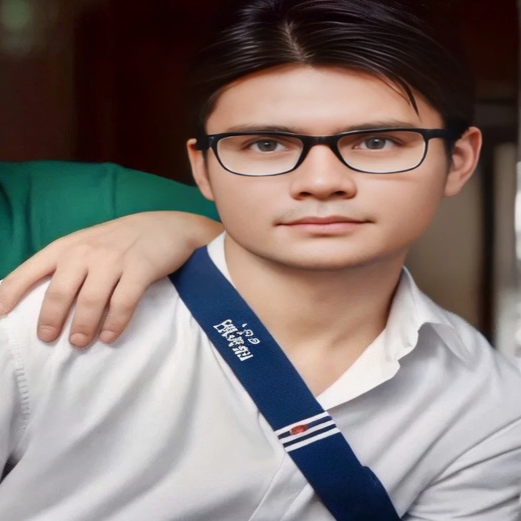 Haraf man looking at camera, perfect has a round face, A well-maintained model., Close-up photo, Southeast Asian man with a round face, 3-D profile picture, 8K, 45,000,000 pixcls, realistic light colors, beautiful young asian man, Asian man, charming anime, Comfortable pose, Anime Asian man in real life, attractive handsome man, young Asian man,, perfect body, Freestyle photo of a handsome young man, ผู้Asian manที่สวยงาม, The character is in her natural pose.,