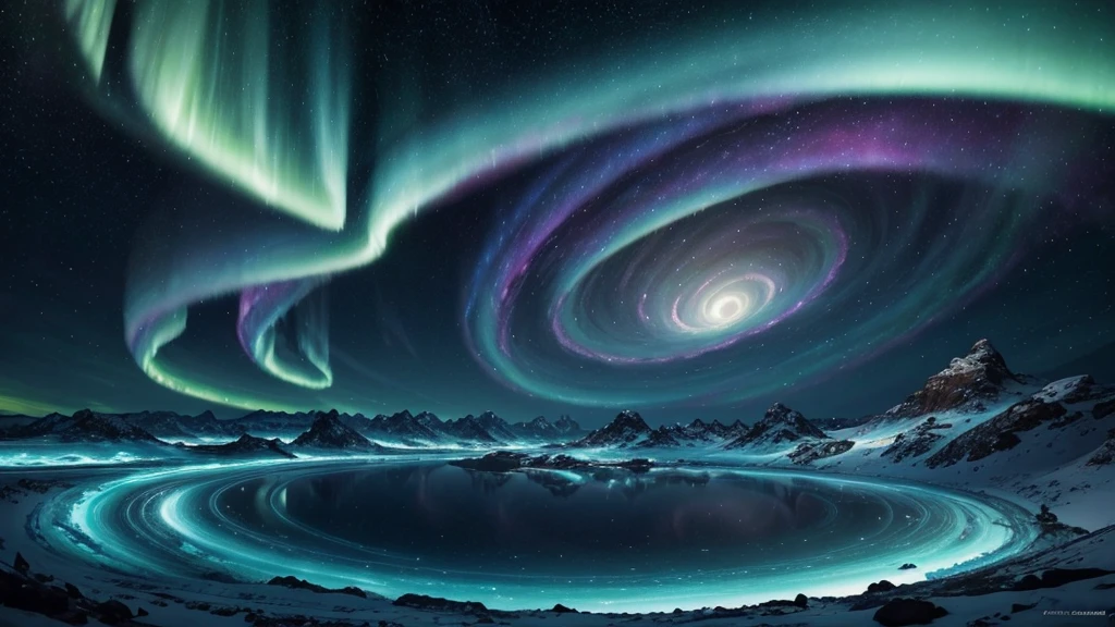 A mesmerizing, alien landscape unfurling in a loop, showcasing a vast expanse of otherworldly terrain, swirling auroras, and towering crystalline structures, all under a sky painted with cosmic hues.