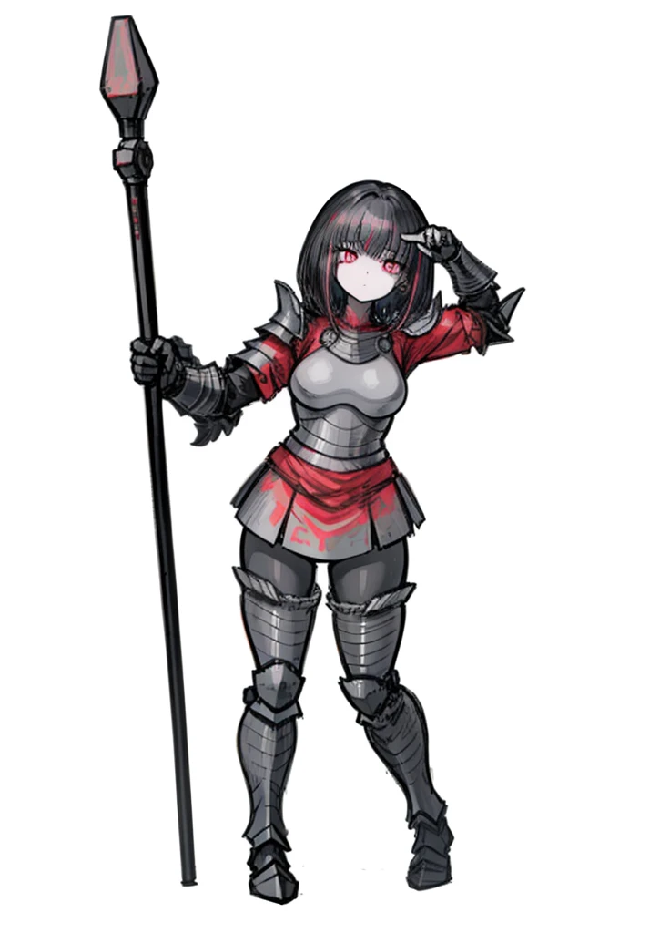 1girl ,pink eye,red eye,black hair ,beautiful clothes, armor, (high resolution, high detail, best quality),blank background, alone, medium breasts,gentle, attentive, dedicated