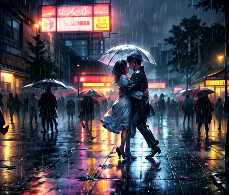 Heavy rain,People dancing in the rain