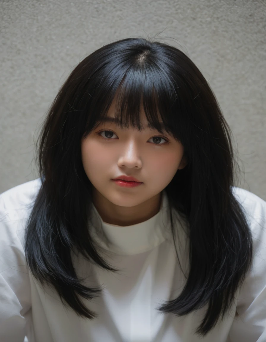 Best Quality, 8k, Masterpiece, (Portrait: 1.3), (photo realistic:1.4), (hyper realistic:1.4), Sharp Focus, looking at viewer, (smoother lighting:1.1), (increase cinematic lighting quality:0.9), realistic lighting, backlighting, light on face, ray trace, (brightening light:1.2), (Increase quality:1.4), sharp detail, (best quality real texture skin:1.4), finely detailed eyes, black_eyes, finely detailed face, 25 year old Korean woman, (white formal_shirt:1.4), (Create an image maintaining the original base model hairstyle:1.5)