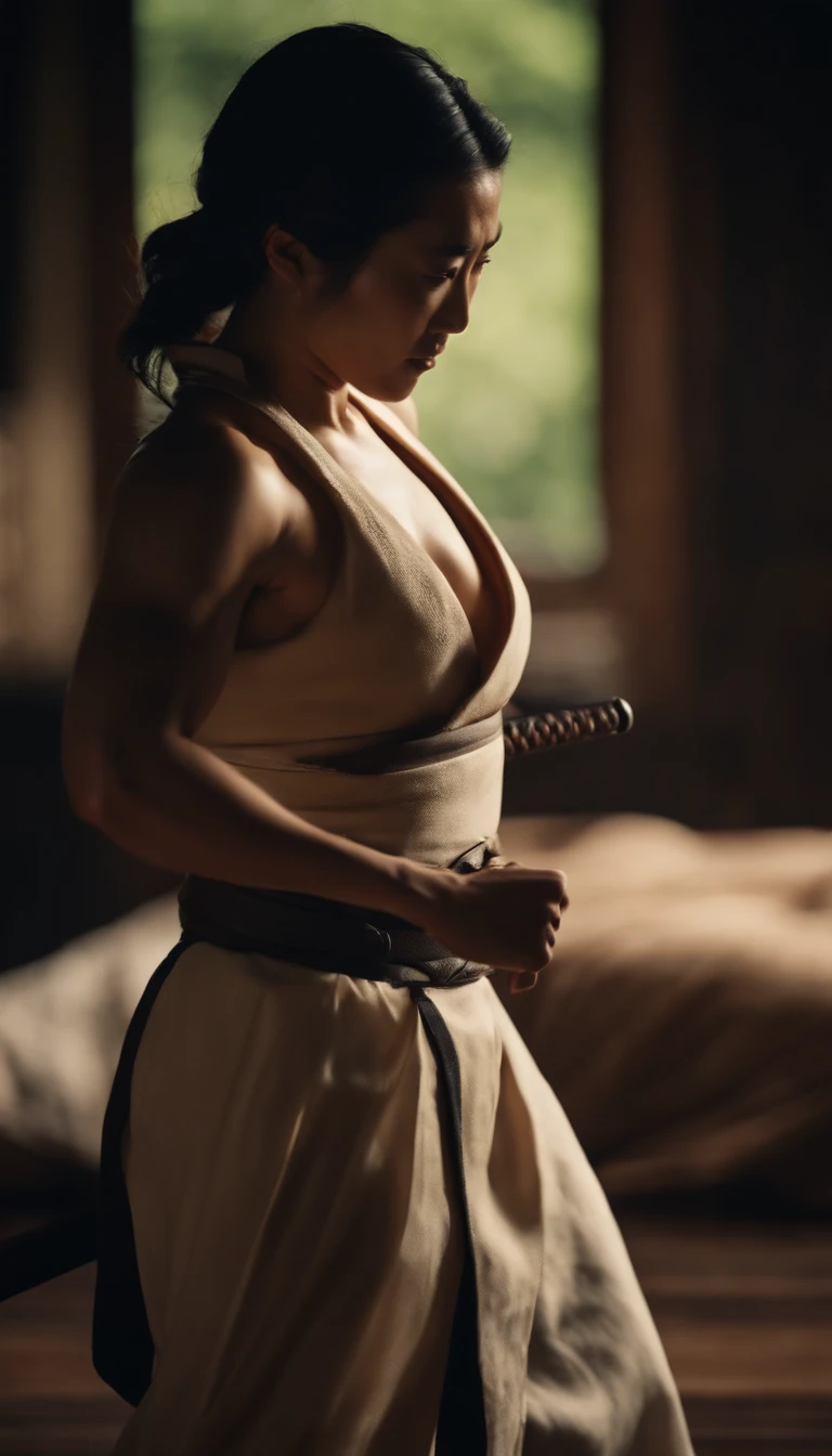 Samurai Swordsman In underwear Japanese women chest emphasis