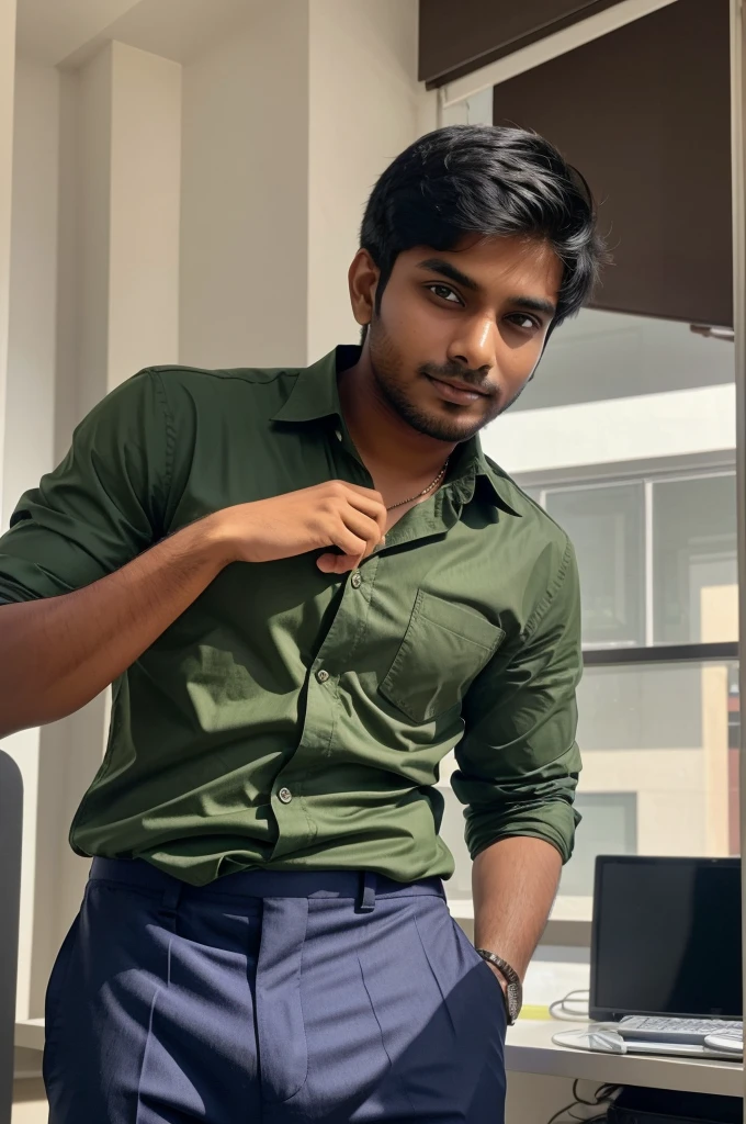 An Indian student who is investing money in the share market and he looks absolutely normal, he is wearing a pant and shirt and he is investing money in the share market and he got profit overnight.