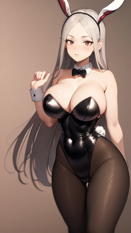 Mirko has large breasts and is wearing her bunny suit 