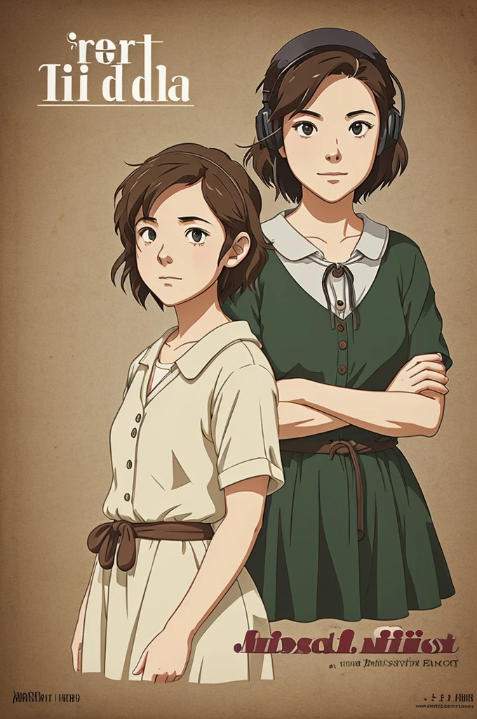 Create a cover for my podcast titled “Podcast with myself” with women as main character and in Studio Ghibli style