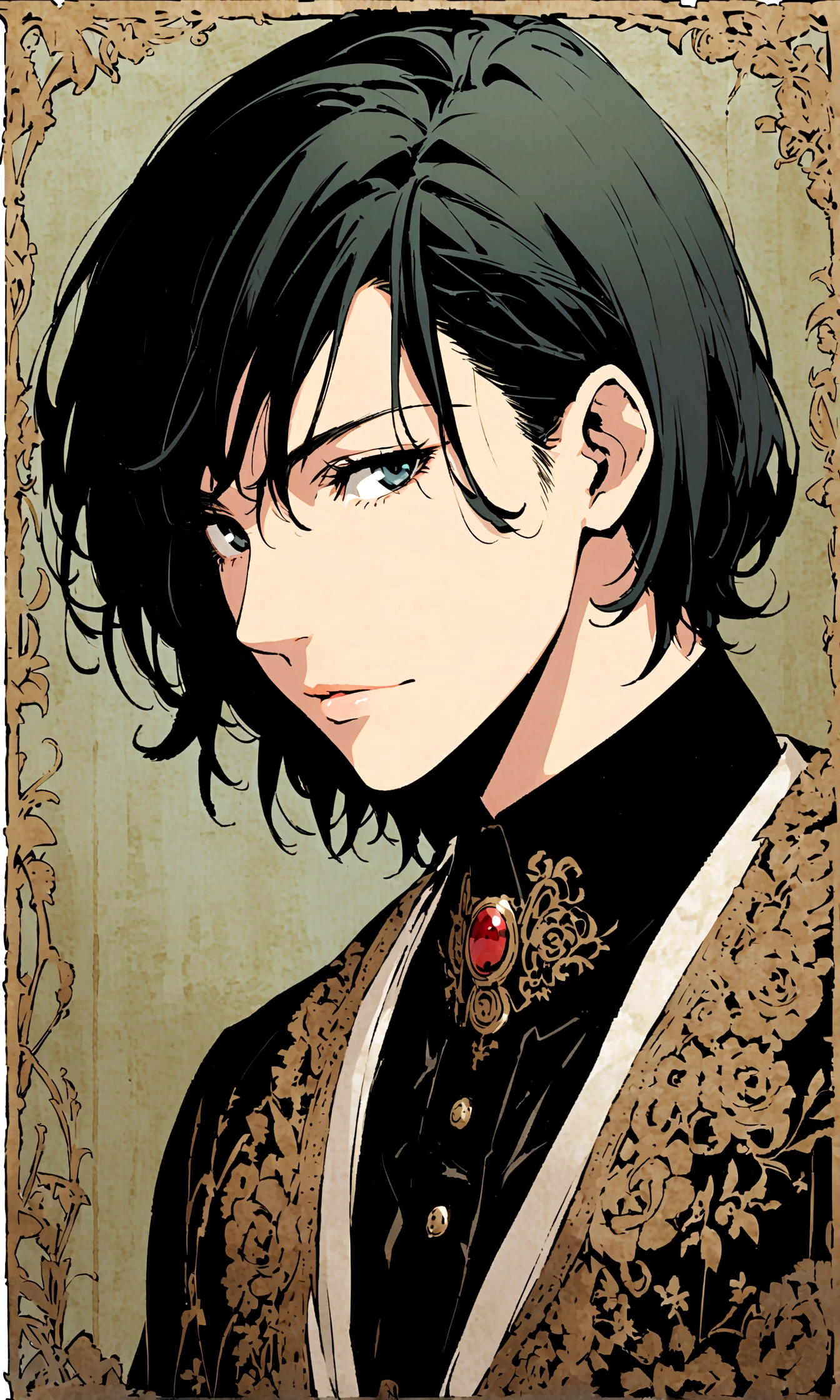 ・Profile illustration icon,Black hair center part、Flat paint and portraits:A man in his early 30s、Hair should be parted in the center。
·atmosphere:It has a stylish atmosphere.、Simple fill、With a bright feeling