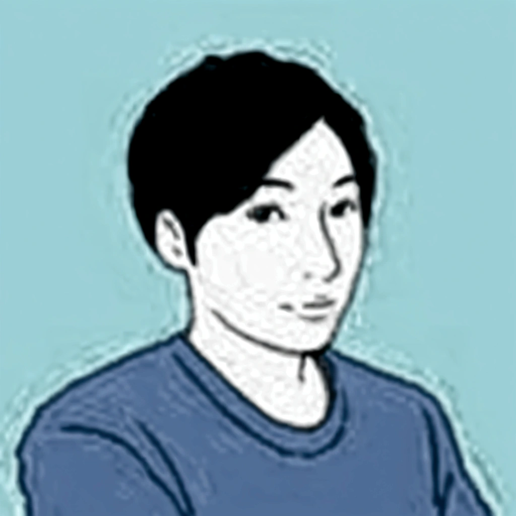 ・Profile illustration icon,Black hair center part、Flat painting - Portrait:A man in his early 30s、Hair should be parted in the center。 ·atmosphere:It has a stylish atmosphere.、Simple fill、With a bright feeling