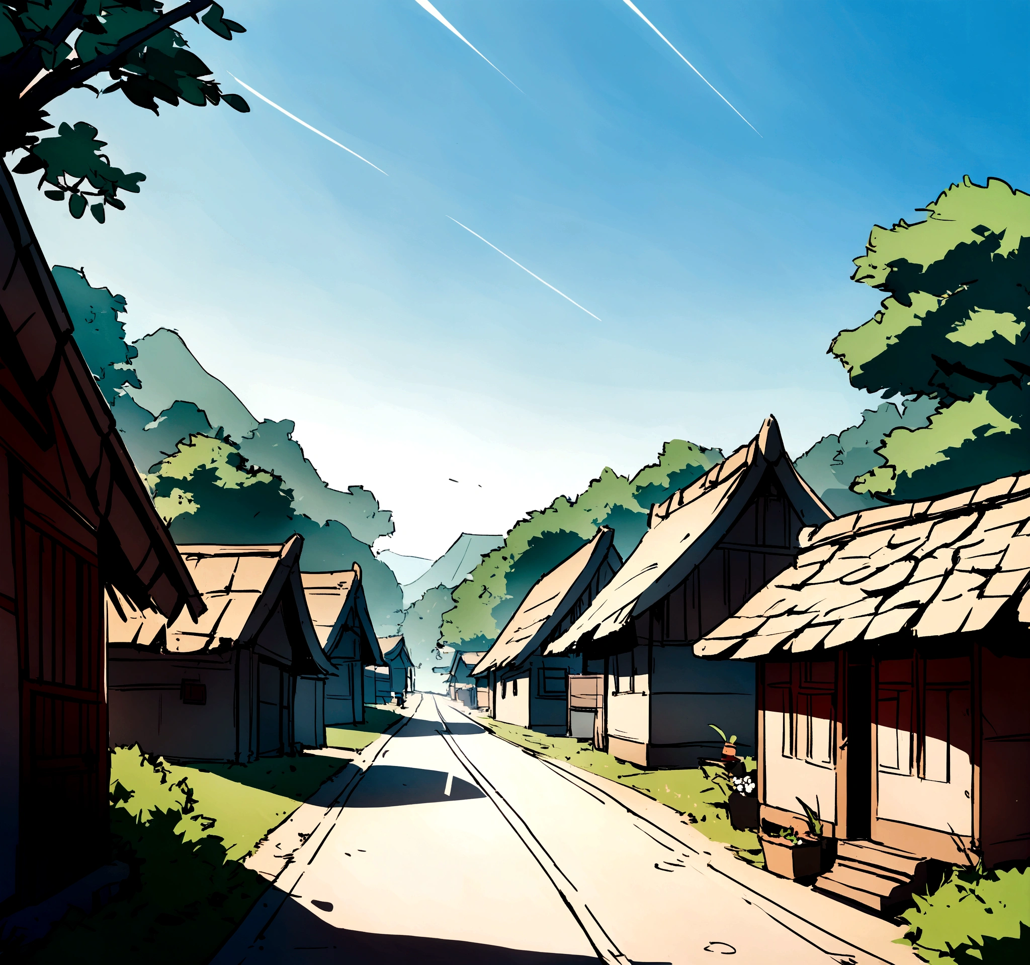 A Indian Village with tree and road