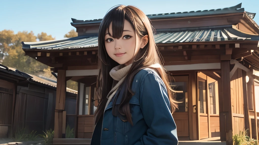(最high quality, 8K, masterpiece: 1.3, Ultra HD, high quality, 最high quality, High resolution, realism)) 、25 year old white woman、brunette、blue eyes、long hair、smile、slender、slenderだがアスリートのような細マッチョ、I don't want my head to disappear from the screen.、Wear accessories on your wrist、Wearing red nail polish、I have a peticure、Wear a sheer, off-the-shoulder bodycon top、wear sandals、have a clutch bag、Skyscraper background、Waiting for a traffic light at an intersection、crystal earrings((crystal earrings))、inner color((colored inner hair))、two side up((hair two side up))、Vertical roll on one side((side drill)), keep the original image only add to the background