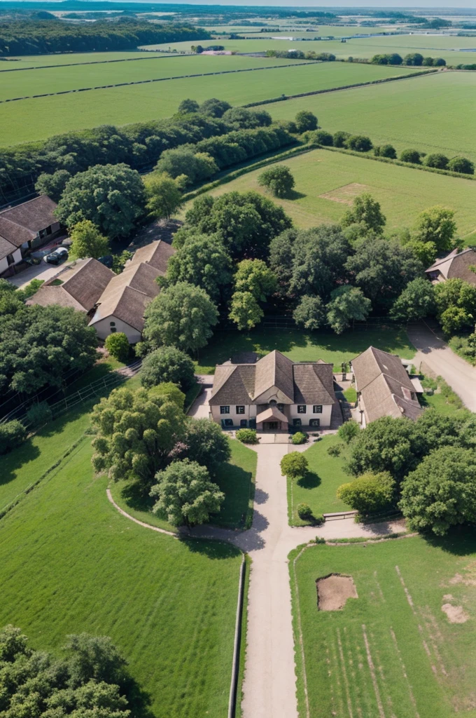 Drone view of village
