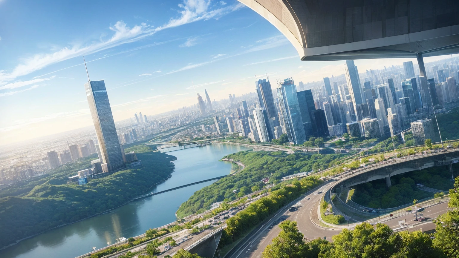 (Best quality,4K,8K,A high resolution,Masterpiece:1.2),Ultra-detailed,(Realistic,Photorealistic,photo-realistic:1.37),Futuristic floating city,Futuristic technology,Huge urban high-tech tablet platform,Airship,Floating in the sky,Futuristic city,Small airships around,High-tech hemispherical platform,Colorful lights,Advanced architecture,modernn architecture,skyscrapper,Access the cloud,Scenic beauty,view over city,Impressive design,Blend seamlessly with nature,energetic and vibrant atmosphere,Futuristic transportation system,Parking is suspended,Transparent path,Lush greenery,Sky gardens,cascading waterfalls,Magnificent skyline,reflections on the water,Sparkling river,Architectural innovation,futuristic skyscrapers,Transparent dome,The shape of the building is unusual,Elevated walkway,Impressive skyline,Glowing lights,Futuristic technology,Minimalist design,Scenic spots,Panoramic view,Cloud Piercing Tower,Vibrant colors,epic sunrise,epic sunset,Dazzling light display,magical ambiance,The future city,Urban Utopia,LuxuryLifestyle,Innovative energy,sustainable development,Smart city technology,Advanced infrastructure,Tranquil atmosphere,Nature and technology live in harmony,Awesome cityscape,Unprecedented urban planning,Architecture connects seamlessly with nature,High-tech metropolis,A cutting-edge engineering marvel,The future of urban living,Visionary architectural concept,Energy-efficient buildings,Harmony with the environment,A city floating above the clouds,Utopian dreams become reality,The possibilities are endless,State-of-the-art transportation network,Green energy integration,Innovative materials,Impressive holographic display,Advanced communication system,Breathtaking aerial view,Quiet and peaceful environment,Modernist aesthetics,Ethereal beauty