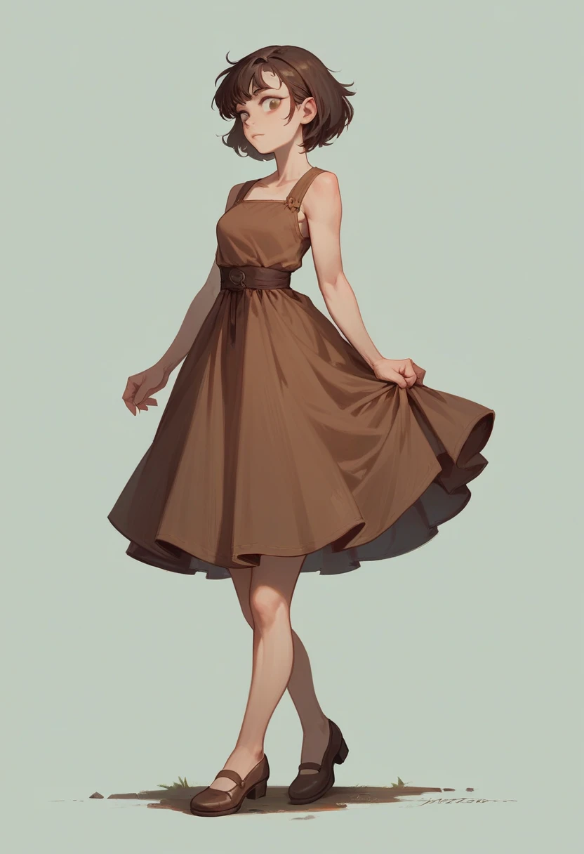 ((work of art,best qualityer)), 4K, high resolution, 1 girl, standing alone, ssmile, brown dress, (perfumer&#39;s outfit2:1.2), 