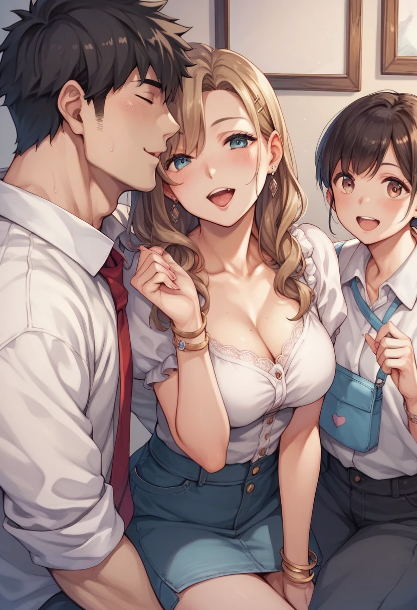 1 Male,3woman,男性に抱き着く三人のwoman,Married Woman