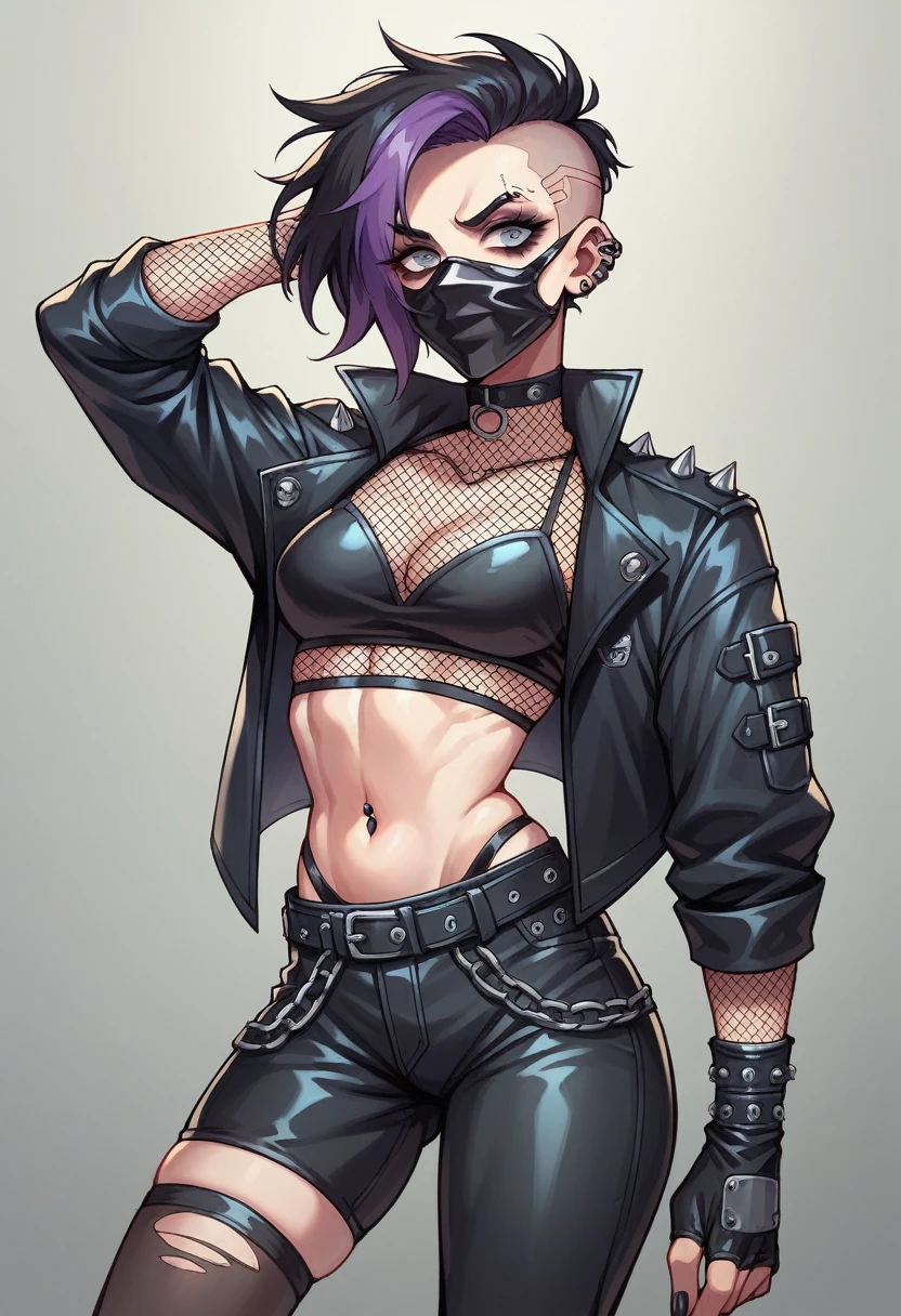 brooke monk in black catsuits with a mask on their face, wearing techwear and armor, anime cuberpunk gothic art, goth ninja, fishnet clothing, goth rave cyberpunk spiderweb clothing
