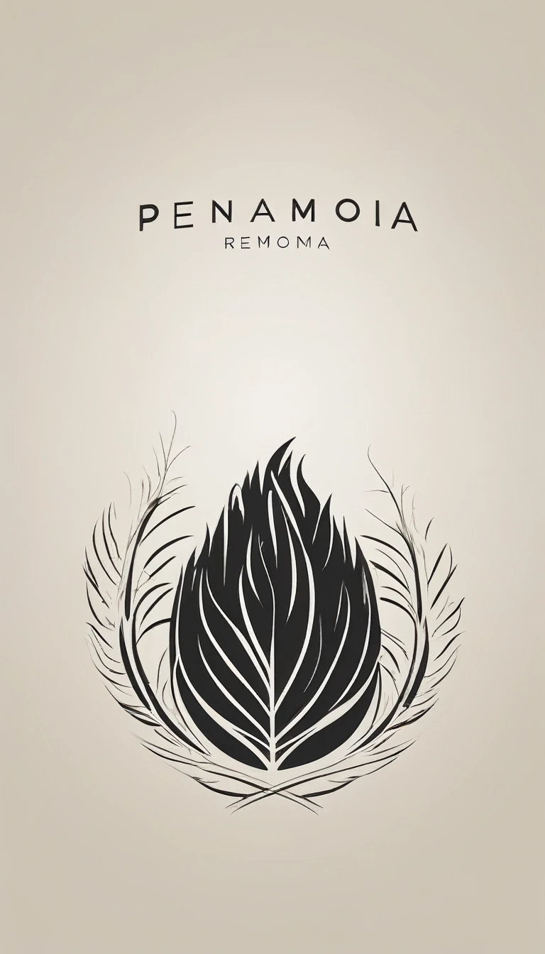 A minimal, modern, simple, cinematic logo design for the brand “Penamemoria". Create a modern, minimalistic, high-quality, logo of a boy inside a nest made of feathers. The logo must be a symbol for dreams, stories, memories, music and imagination.