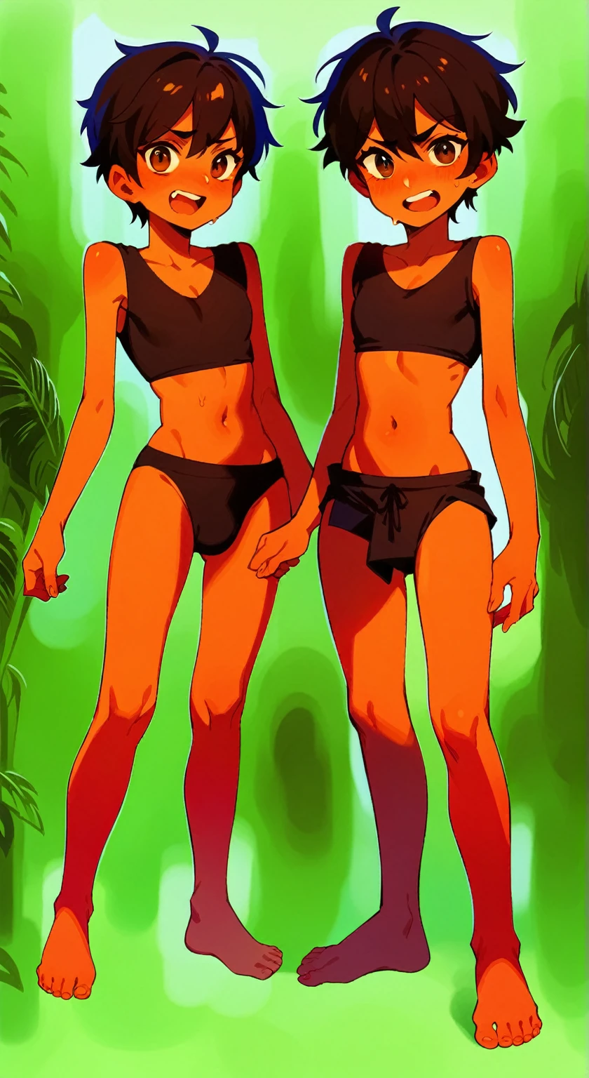 Belly button　juvenile　Brown skin　Sweating