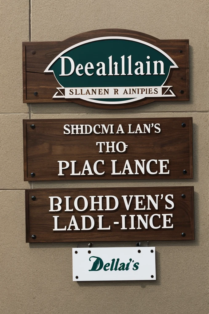 make me a signage with logo using this name “Deland’s Place”