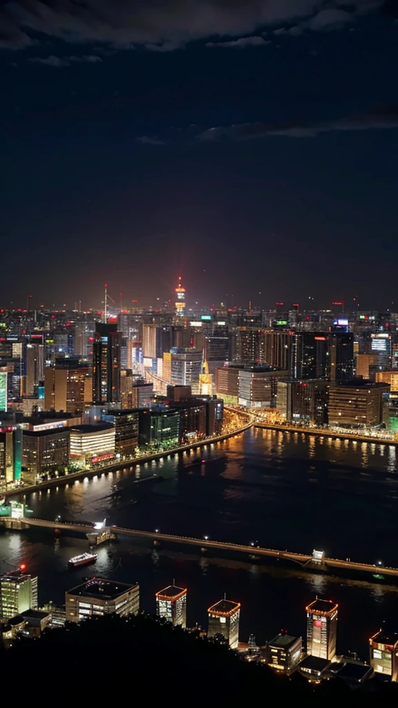 bird eye over the capital at night in japan, UHD,ภาพรายละเอียดสูง 4k, 8k, สมจริงมาก, ภาพชิ้นเอก