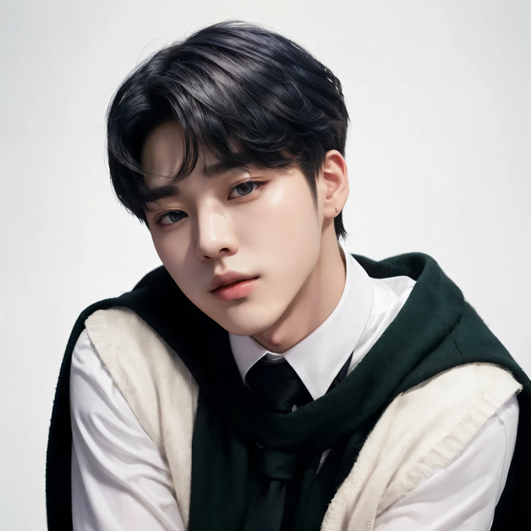 arafed image of a man with tie and vest, Jimin, park Jimin, Jimin\the full lips, Jungkook, cai xukun, Jimin\the Greek nose, hyung tae, Jimin\the right eyelid is swollen, Tae June Kim, Yoongi with black hair, yanjun chengt, kpop idol portrait, accurate Jimin face, BTS