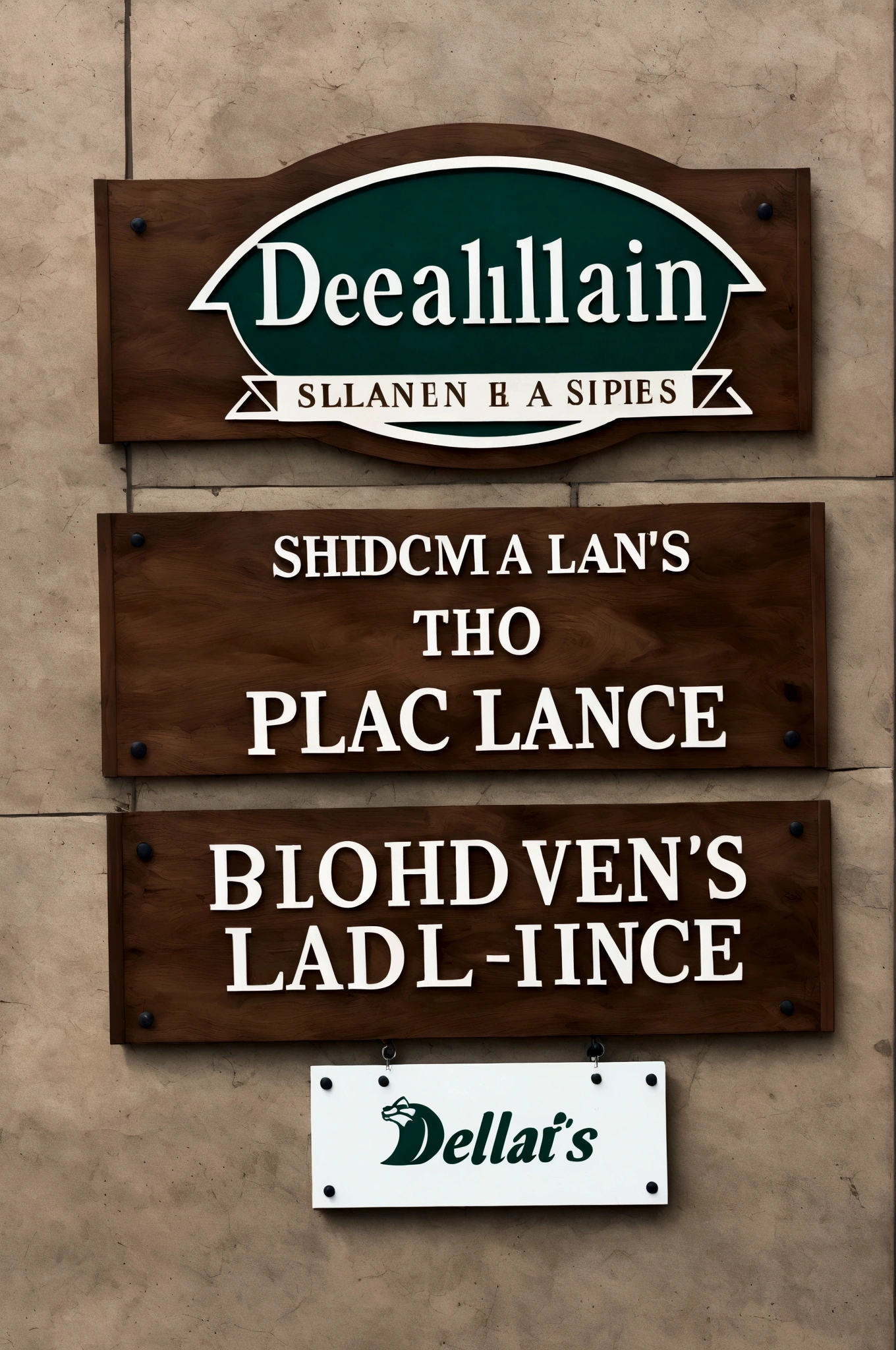 make me a signage with logo using this name “Deland’s Place”