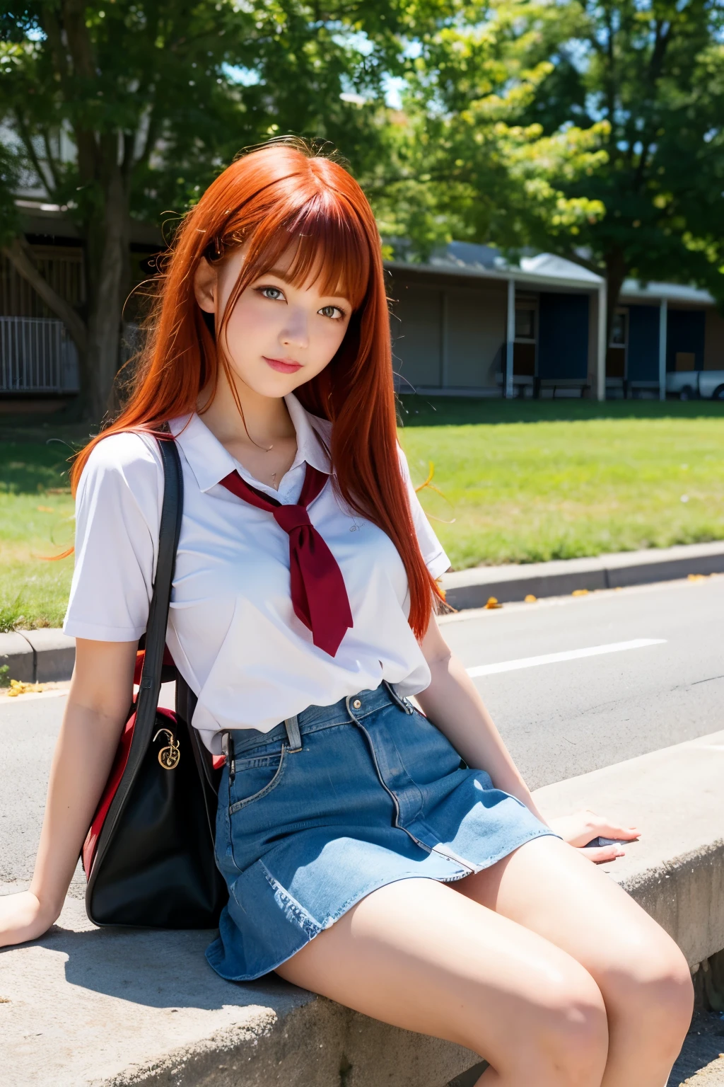 high school girl,Summer clothes,On the way home from school,Red hair,Lewd