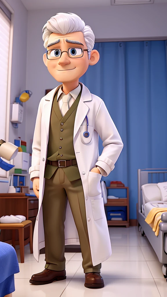 A cartoon doctor in a white coat and a concerned patient in a hospital room. The patient looks tired and worried, while the doctor,