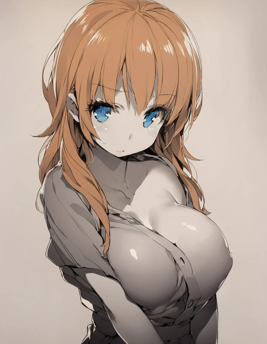One angel wearing a yukata after a hot spring bath(:1.5)(Small body) (Orange Hair:1.5)(eyelash:1.2) (Mid-length hair:1.4), (Blue eyes)(Big Breasts:1.3)High Contrast