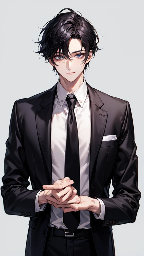 man, face focus, [[[adult]]], business suit, Jacket, white shirt, tie, pants, frontage, highest quality, adopt, detailed face, simple background、white background、[[[black hair]]]、[[[blackeyes]]]、confident look、Upper body、smile、