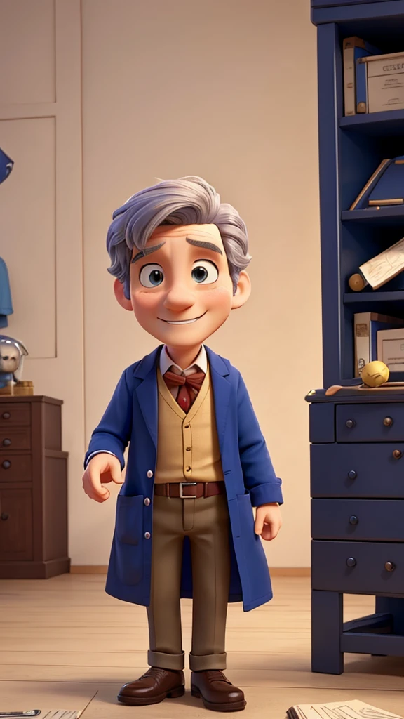 while the doctor, with a playful smirk,