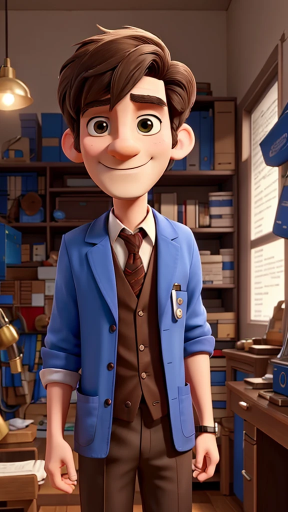 while the doctor, with a playful smirk,