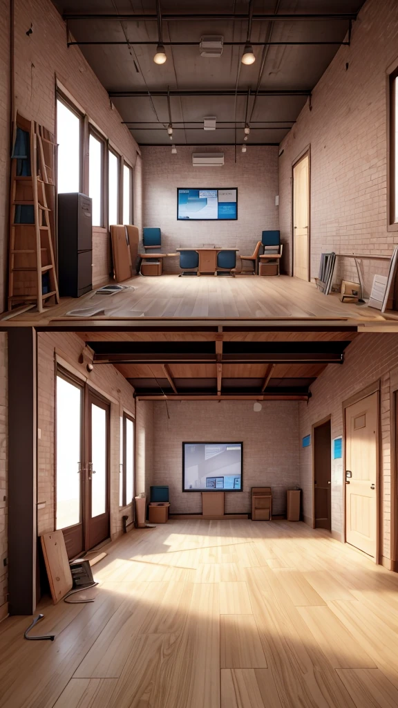 An empty floor in a building refers to a level or story that currently has no occupants, furnishings, or significant use. This could occur for various reasons, such as a newly constructed building awaiting tenants, a floor being renovated, or space being held for future expansion. Here is a detailed prompt about the considerations and potential uses for an empty floor in a building:
---
**Prompt: Detailed Considerations and Potential Uses for an Empty Floor in a Building**
**1. **Inspection and Maintenance**:
- **Safety Checks**: Ensure the floor meets all safety standards, including fire alarms, sprinklers, and emergency exits.
- **Structural Integrity**: Inspect the floor for any signs of structural damage or wear and tear.
- **Utilities**: Verify that all utilities (electricity, water, HVAC) are functioning properly.
**2. **Renovation and Customization**:
- **Design**: Consider how the space can be customized to meet the needs of future tenants or uses. This might involve architectural changes, interior design, or technology upgrades.
- **Budget**: Plan the budget for any renovations or modifications required.
- **Timeline**: Establish a timeline for the completion of any renovation work.
**3. **Marketing and Leasing**:
- **Target Audience**: Identify potential tenants or users for the space. This could include businesses, residential tenants, or other organizations.
- **Advertising**: Develop a marketing strategy to attract potential tenants, including online listings, brochures, and real estate agents.
- **Incentives**: Consider offering incentives such as rent discounts or customized build-outs to attract tenants.
**4. **Temporary Uses**:
- **Pop-Up Events**: Utilize the space for temporary events such as pop-up shops, art galleries, or exhibitions.
- **Co-Working Space**: Convert the floor into a temporary co-working space to generate income while seeking long-term tenants.
- **Storage**: Use the space for storage, ei