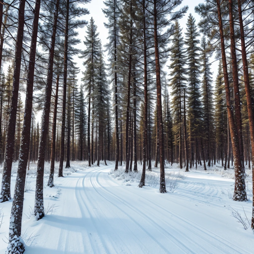 Spruce in the winter landscape, T-shirt design, rzminjourney, vector art
