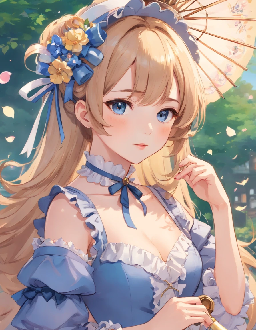 (Masterpiece), (best quality), illustration of Victorian Girl、kawaii girl、aniime、 1. **lo fashion**: Victorian fashion is characterized by dressy and elegant design。Ruffles and laces、corsets、Try incorporating elements such as long dresses。 2. **hairstyle on**: Women's hairstyles in the Victorian era are often complex and delicate。Upstyling and curling、It is also a good idea to add ribbons and floral ornaments to the hair.。 3. **Features**: girl features with soft features、Beautiful、kawaii、intelligent Beatty, Beautiful 5. **accessorized**: Accessories played an important role in the Victorian era。Hats、gloves、umbrellas, etc.、By drawing accessories with attention to detail、You can give your character personality。 Nice dress、florals、Luxurious costumes、PastelColors, (shining brightly), ((dazzling)), (floating a lot of flower petals, ((2d)), ((paper art))、(((glamorous)))、Plump、(((Chubby Mature Woman)))、(((Huge breasts)))、sexy