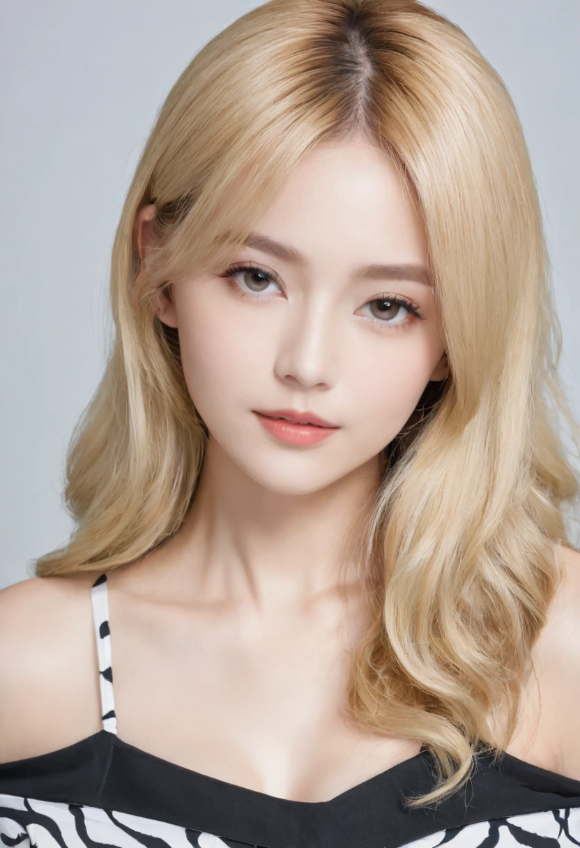 (((European Caucasian Woman)))、(((Mary, 18 years old)))、one person、(Thin contours、Grey Eye:1.5)、(Thin contours)、Big Breasts、Narrow waist、(((White and translucent skin:1.3)))、Beautiful, shiny blonde medium-long hair、8-head-tall model style、Waist-down angle、Tokyo city、