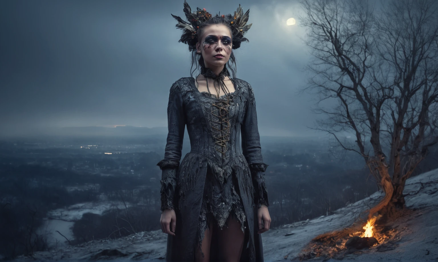 old witch,ashes after the battle,battlefield,winter,intricate landscape,slate grey atmosphere,glare eyes,film grain,dramatic light,woods,luminous eyes,extremely detailed, [night landscape],masterpiece,intricate details,faded,eyes extremely detailed, high detailed eyes,4k resolution,RAW, Nikon Z9,full-body-shot,Vview from height,full body length shot,vampire,girl,native african,lovely face,jealous,another world,ring of truth,French Braid with a Twist,4k resolution,RAW, Nikon Z9,by jimmy chin,view from height,lesbians baby 10 yo,prty face,eyebrow up,full body shot,ominous landscape,glate gray atmosphere,by art Simon Stalenhag,Nicola Samori,(((Wangechi Mutu))),prime colors,Lisa Frank,urban,extremely detailed, [night],masterpiece,intricate details,fade,brazilian carnival,absolutely nude
