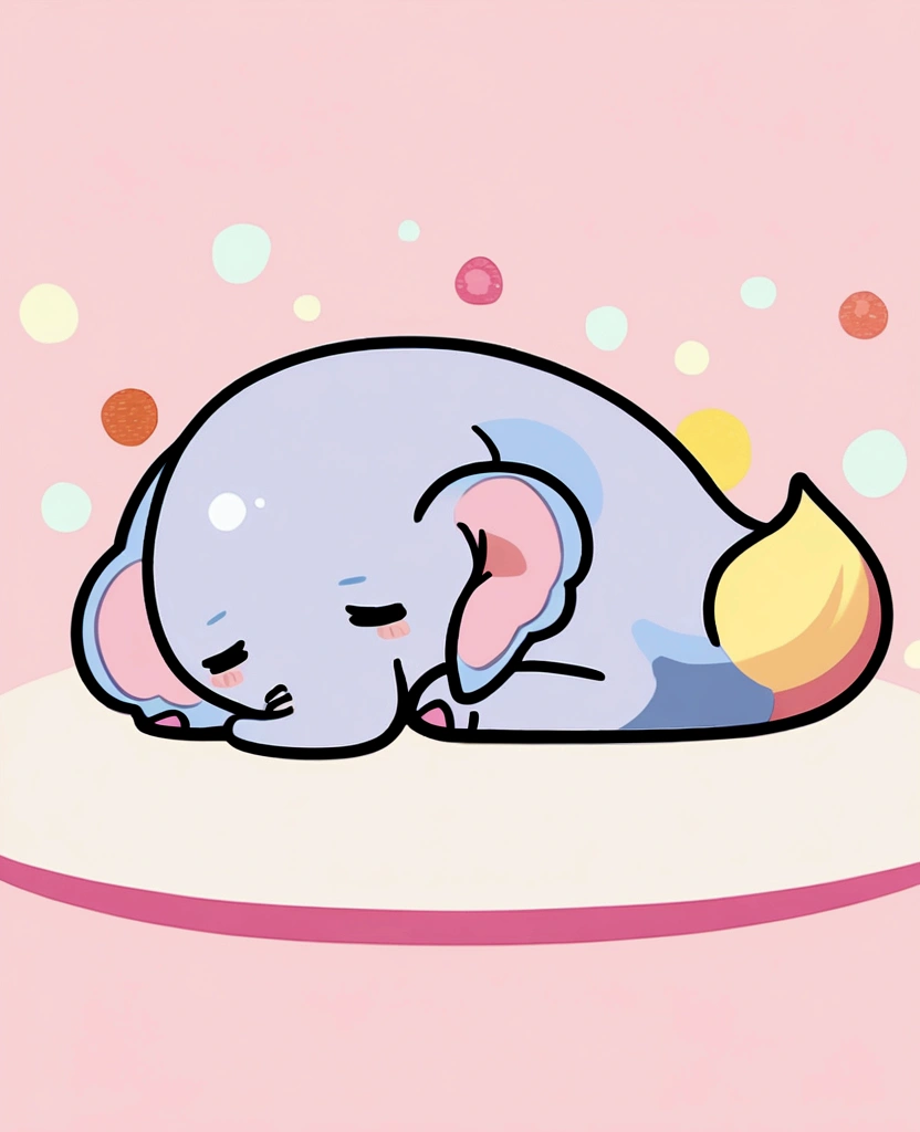 sleeping elephant, animals, cute, kawaii, chibi, simple background