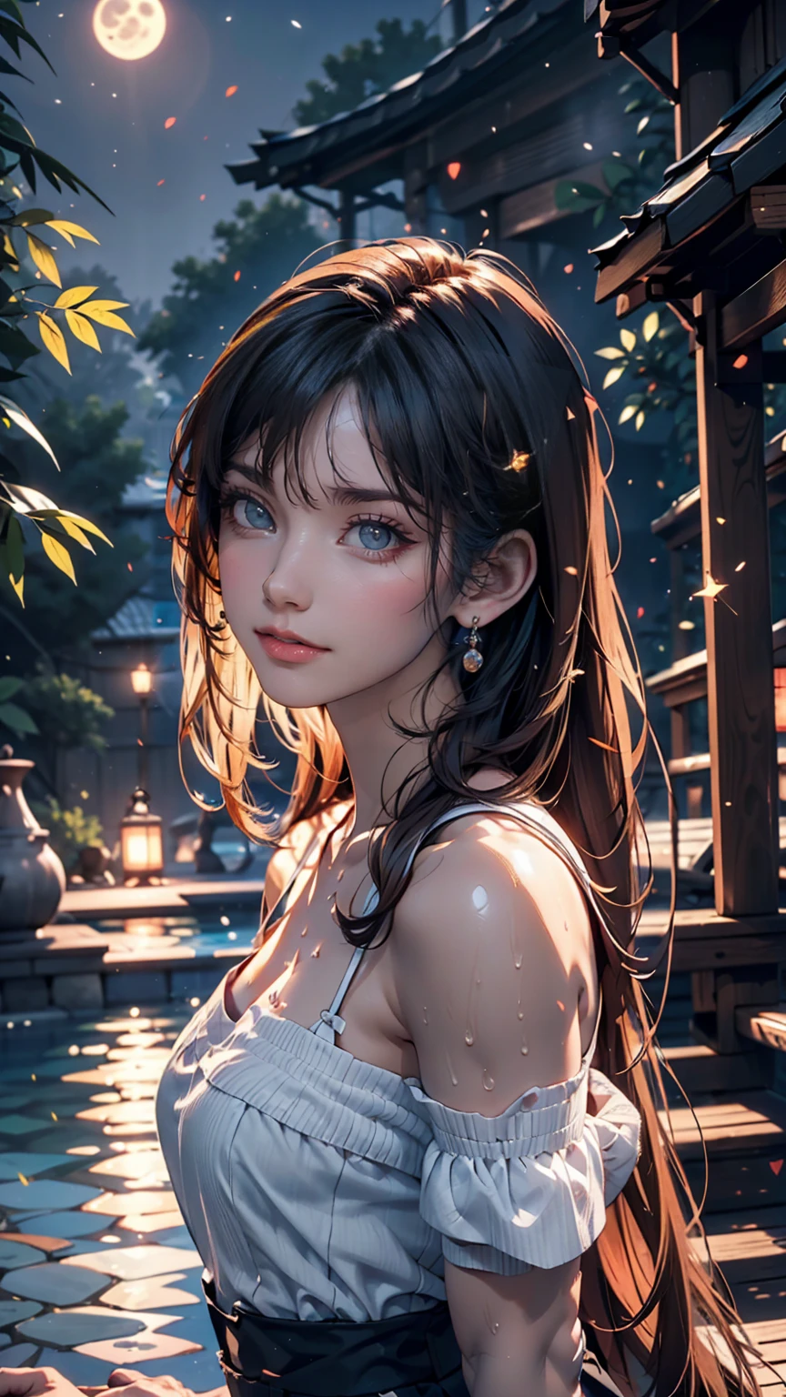 Masterpiece, Superb Girl, Cute Girl, Bust, High Detail Eyes, Perfect Eyes, Portrait, High Detail Face, Same Eyes, Glare, Rainbow Color, Global Illumination, Soft Light, Dream Light, Digital Painting, 8K Close-up, Fantasy, Night Sky, Stars, Nebula, White Crystal, Moonlight, Serenity, Summer, (8K:1.1)