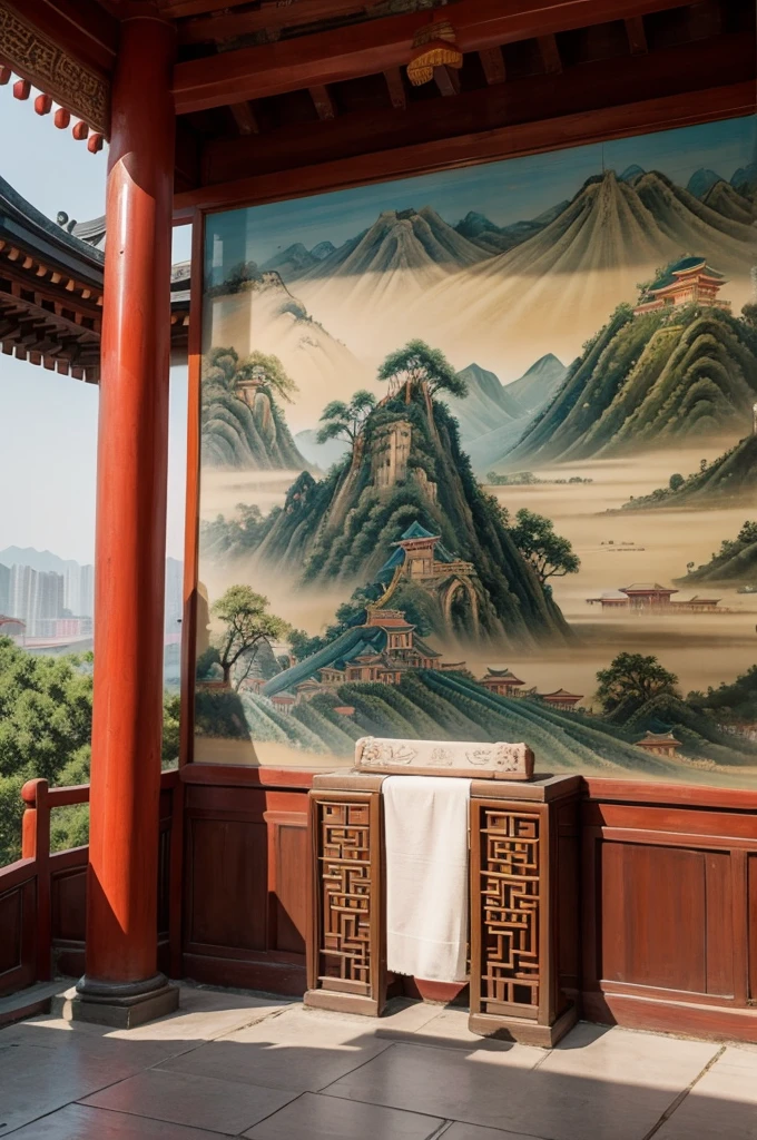 Chinese style ancient paintings,Architecture with characters