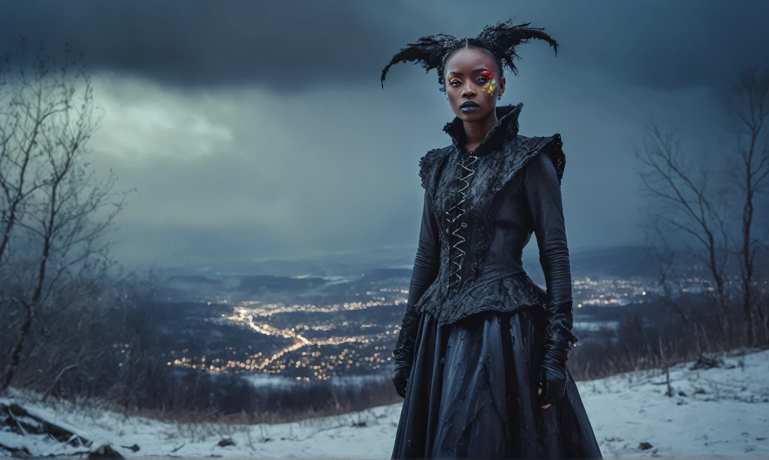 old witch,ashes after the battle,battlefield,winter,intricate landscape,slate grey atmosphere,glare eyes,film grain,dramatic light,woods,luminous eyes,extremely detailed, [night landscape],masterpiece,intricate details,faded,eyes extremely detailed, high detailed eyes,4k resolution,RAW, Nikon Z9,full-body-shot,Vview from height,full body length shot,vampire,babygirl,native african,lovely face,jealous,another world,ring of truth,French Braid with a Twist,4k resolution,RAW, Nikon Z9,by jimmy chin,view from height,lesbians babygirl 10 yo,pretty face,eyebrow up,full body shot,ominous landscape,glate gray atmosphere,by art Simon Stalenhag,Nicola Samori,(((Wangechi Mutu))),prime colors,Lisa Frank,urban,extremely detailed, [night],masterpiece,intricate details,fade,brazilian carnival,absolutely nude
