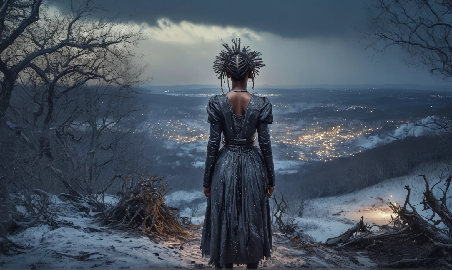 old witch,ashes after the battle,battlefield,winter,intricate landscape,slate grey atmosphere,glare eyes,film grain,dramatic light,woods,luminous eyes,extremely detailed, [night landscape],masterpiece,intricate details,faded,eyes extremely detailed, high detailed eyes,4k resolution,RAW, Nikon Z9,full-body-shot,Vview from height,full body length shot,vampire,babygirl,native african,lovely face,jealous,another world,ring of truth,French Braid with a Twist,4k resolution,RAW, Nikon Z9,by jimmy chin,view from height,lesbians babygirl 10 yo,pretty face,eyebrow up,full body shot,ominous landscape,glate gray atmosphere,by art Simon Stalenhag,Nicola Samori,(((Wangechi Mutu))),prime colors,Lisa Frank,urban,extremely detailed, [night],masterpiece,intricate details,fade,brazilian carnival,absolutely nude

