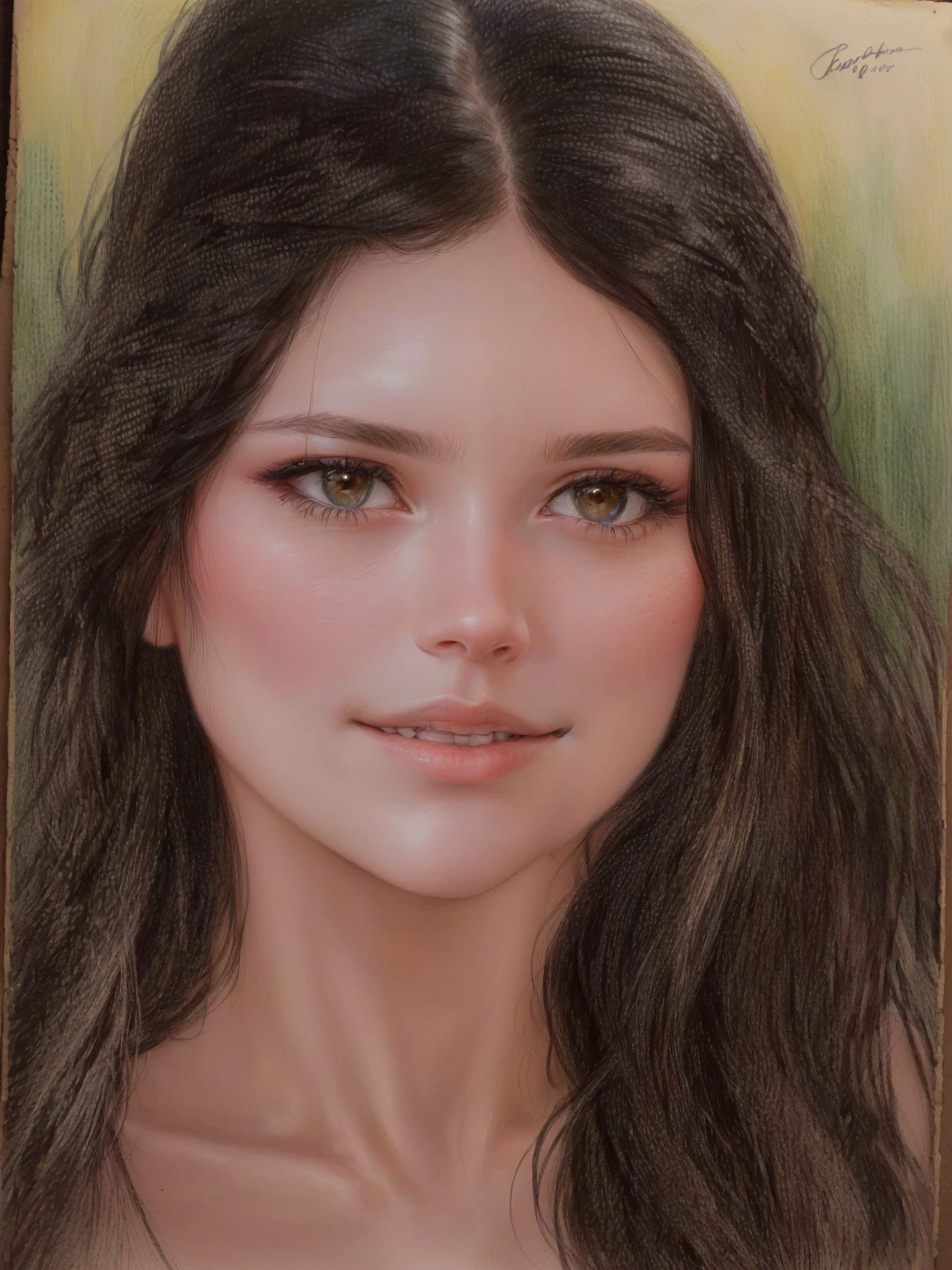 a close up of a drawing of a woman with long hair, colorized pencil sketch, detailed portrait, a color pencil sketch, detailed color portrait, detailed beautiful portrait, medium close up portrait, front portrait of a girl, full face portrait, colored pencil sketch, highly detailed portrait, color portrait, color pencil sketch, potrait of a female face, face portrait, realistic portrait