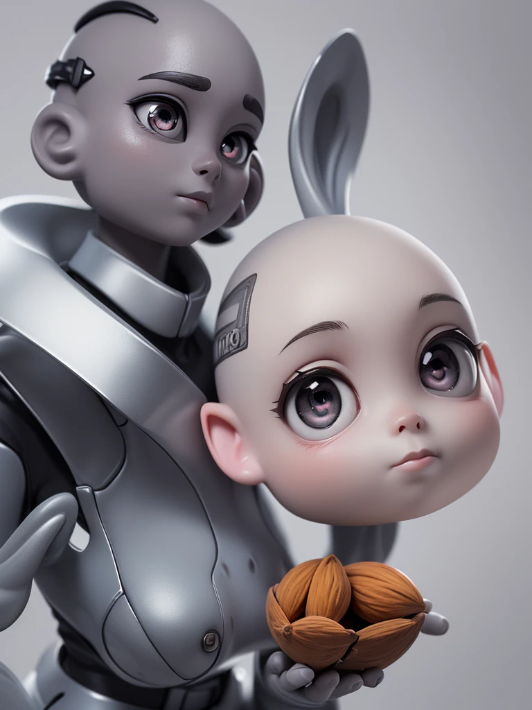 (((Masterpiece))), (high quality),Grey type aliens,15 year old girl alien,(Skinhead,Gray aliens,Large, dark, almond-shaped eyes,:1.5),(No hair or ears:1.5),Wearing a silver body-fitting suit