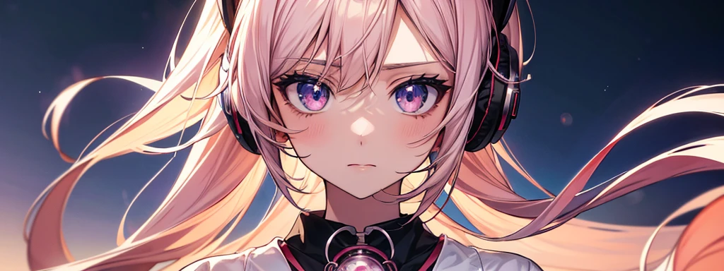 Anime girl with headphones and a white shirt, Anime Style 4k, Anime Girl Portrait, anime art wallpaper 4k, anime art wallpaper 4k, Anime Art Wallpapers 8K, anime wallpaper 4k, anime wallpaper 4k, Nightcore, 4k anime wallpaper, Detailed portrait of an anime girl, Beautiful anime portraits, Digital anime art, Anime Moe Art Style,((The girl is placed at a distance in perspective.))