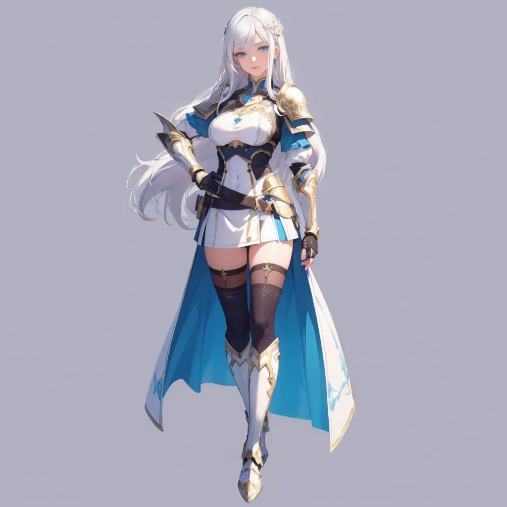 ((1girl, solo)), beautiful body, (perfect anatomy, perfect body, perfect hands, perfect legs), natural proportions, sexy body, large breasts, ((full body, full body front)) BREAK

((extremely detailed face)), (beautiful detailed eyes:1.6), (realistic pupils, realistic iris:1), expressive eyes, looking at viewer, (clear eyes:1.3), (hyperrealistic:1.2), (detailed skin texture:1.2), smooth skin, (silver hair:1.5), (blue eyes:1.3), long hair, bangs, (detailed lips:1.2), (attractive lips:1.1), (glossy lips:1.1), perfect face, perfect eyes BREAK

(masterpiece:1.5), anime-style, top quality, best quality, (beautiful and aesthetic:1.2), (ultra detail:1.5), Ultra-detailed depiction, Ultra-precise depiction, extremely detailed 8k illustration, high resolution, (highly detailed shading:1.2), (realistic lighting:1.4), perfect lighting, vibrant colors, dynamic tones, striking hues, 8k, absurd resolution, perfect shadows, hdr, UHD, ambient lighting, realistic, ultra-realistic, photo realistic, highly detailed, rich detail, luminous colors, fine texture, intricate design, professional illustration, (soft light:1.2), (illustration:0.7)
