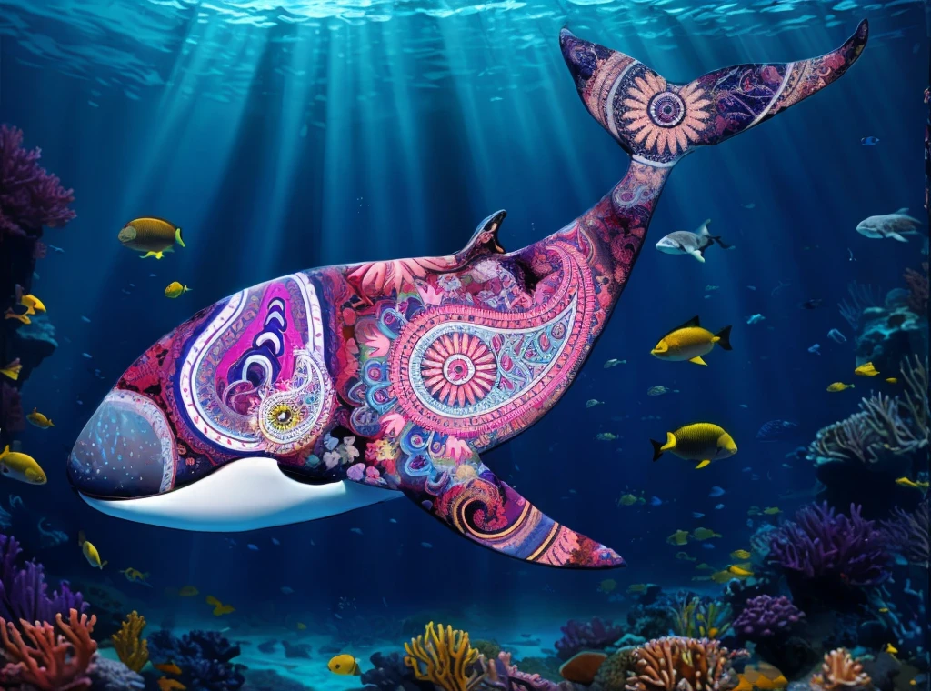 underwater coral reef made of paisley