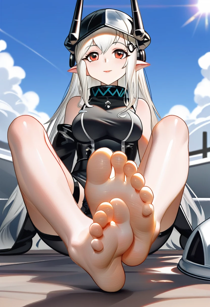 anime girl sitting on the ground with her feet up, high soles, kantai collection style, top rated on pixiv, giantess art, at pixiv, azur lane style, pixiv, trending on artstation pixiv, by Shitao, giantess, the anime girl is crouching, from arknights, pixiv 3dcg