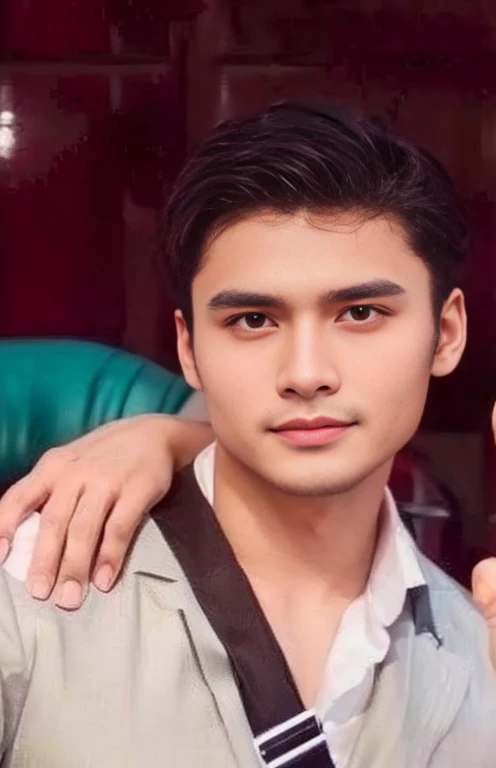 Close-up photo of a man in a suit Handsome and elegant, Handsome and charming, Thawan Duchanee, handsome man, Wear a business suit, Charming and good looking, handsome man, Niwan Chandra, Mohamed Shahin, in style of Thawan Duchanee, Henry's Ascension, Rafael Pernaz