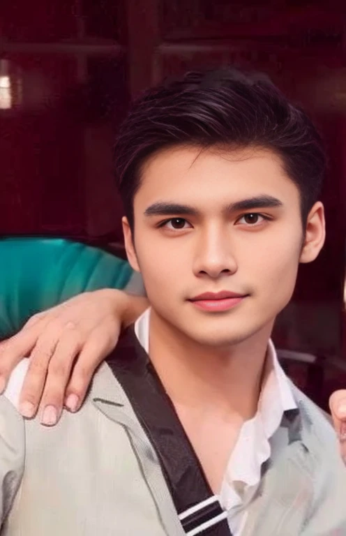 Close-up photo of a man in a suit Handsome and elegant, Handsome and charming, Thawan Duchanee, handsome man, Wear a business suit, Charming and good looking, handsome man, Niwan Chandra, Mohamed Shahin, in style of Thawan Duchanee, Henry's Ascension, Rafael Pernaz