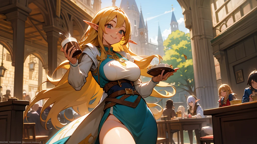 centaur:2.0,[perfect face, pastel lighting, happy smile, bright green eyes (looking at the camera), long blond ponytail, (low-cut white blouse)]:2.0
[wide depth of field, medieval marketplace, apple cart:1.5]
rich colors, dutch angle:1.2