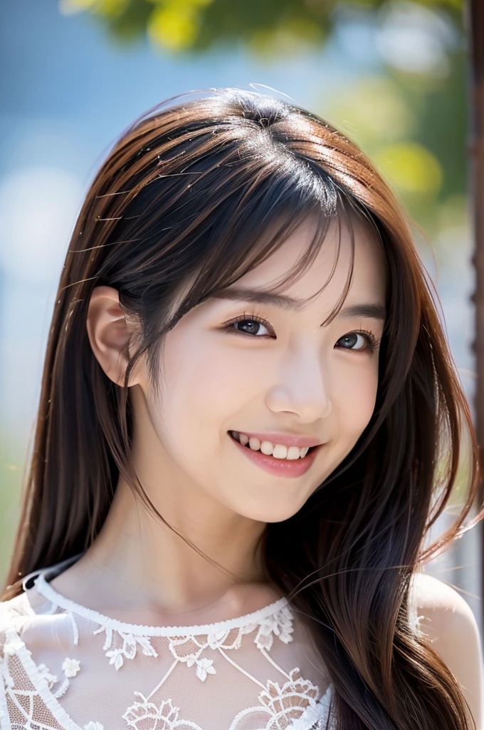 Image resolution 8K、masterpiece:1.3)、Beauty、1 female、(魅力的なBody Type:1.2)、abdomen:1.1、Dark brown hairstyle:1.1、(Body Type:1.2)、Ultra-detailed face、Attractive lips、double eyelid、Wearing a black lace one-piece dress、Super realistic and super cute in every detail、Japanese、Japanese女性、20th generation(28 years old)、Smile with a beautiful smile、Hair blowing in the wind、color々Hair style、